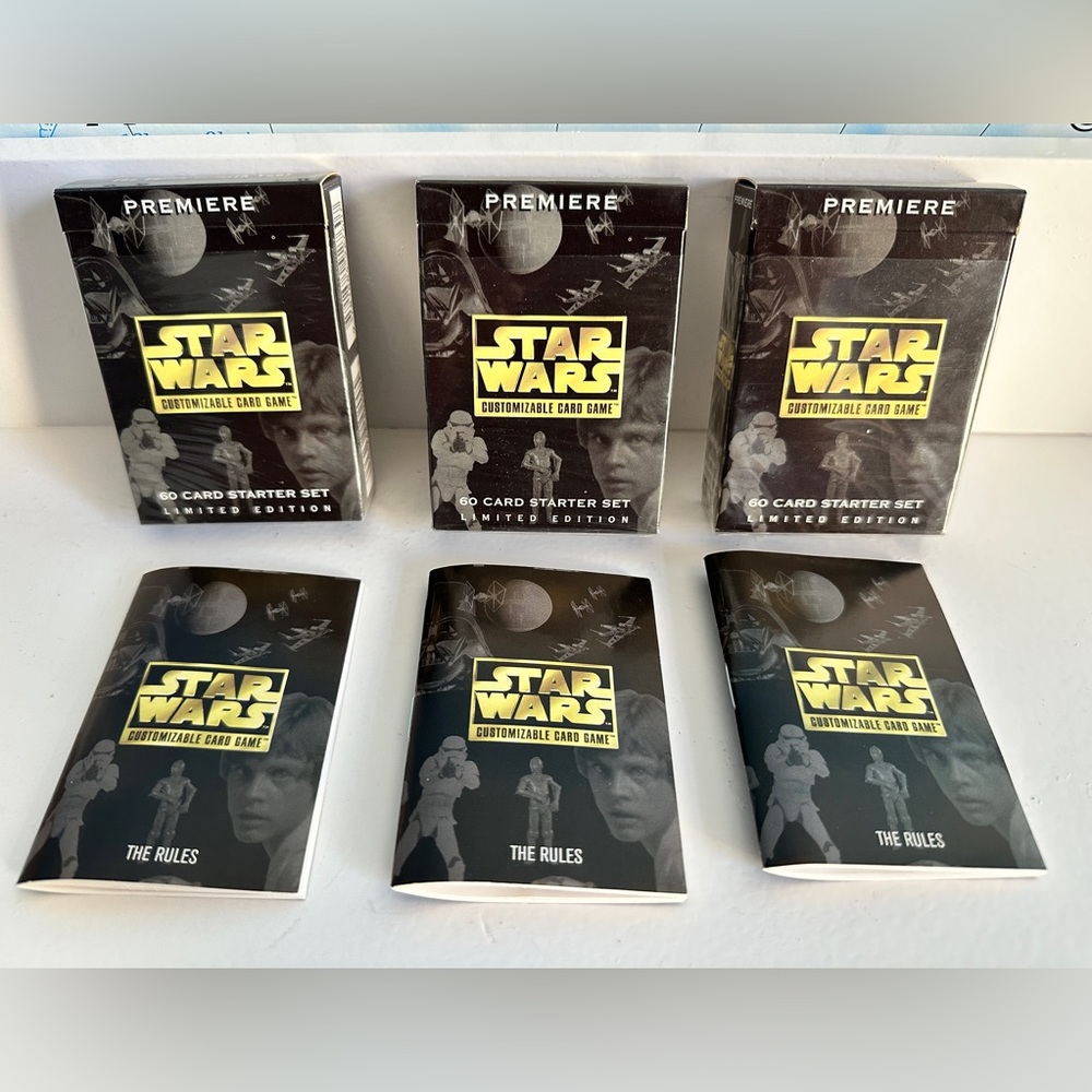 3 EMPTY 1995 Premiere Star Wars Customizable Card Game Boxes with Rule books